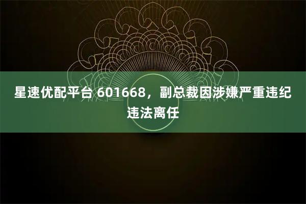 星速优配平台 601668，副总裁因涉嫌严重违纪违法离任
